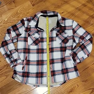 Shacket sherpa blue white grey red XL